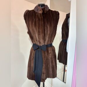 Vintage Luxury Fur Vest - Pieced Sheared Mink/Chinchilla-Style with Rabbit Trim
